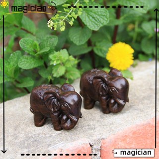 Mag รูปปั้นช้างไม้ธรรมชาติ ขนาดเล็ก สําหรับตกแต่งบ้าน 1/2 ชิ้น
