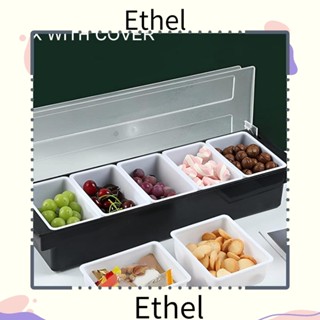 Ethel1 กล่องแบ่งผลไม้ ฝาใส ABS ภาชนะปรุงรส รูปแบบย่อย ความจุขนาดใหญ่ ถาดใส่ขนมขบเคี้ยว