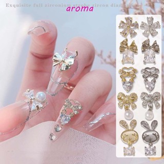 Aroma จี้โลหะ รูปกระต่าย สไตล์ญี่ปุ่น หรูหรา สําหรับตกแต่งเล็บ DIY