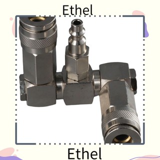 Ethel1 ตัวแยกท่ออากาศ 2 ทาง 3 in 1 เชื่อมต่อเร็ว หมุนได้ 360 องศา° ตัวเชื่อมต่อเครื่องอัดอากาศ เหล็กคาร์บอน เชื่อถือได้