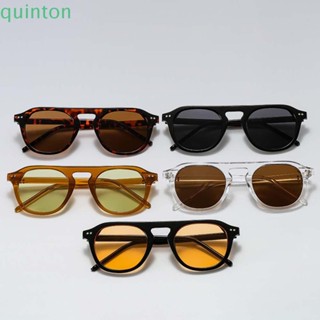 Quinton แว่นตากันแดด แบรนด์เนม กรอบกลม สีน้ําตาล เลนส์สีชา สําหรับผู้หญิง