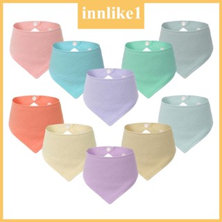 Innlike1 ผ้ากันเปื้อน ผ้าพันคอ แบบนิ่ม ระบายอากาศ คละสี สําหรับเด็กทารก 10 ชิ้น