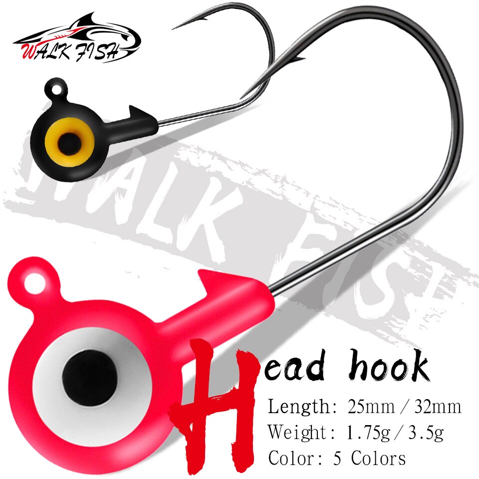 เดินปลา 5 ชิ้น/ล็อต 1.75 กรัม/3.5 กรัม Ned Rig Jig Head พร้อม Sharp Barbed Hook ที่มีประสิทธิภาพ Jig Head Hooks
