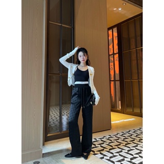 1BIX CEL Beaute 2023 autumn and winter New Letter Full print logo decorative design rubber band waist head fashionable straight pants womens trousers