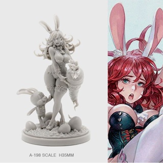 โมเดลฟิกเกอร์เรซิ่น KD Rabbit Girl-2 Soldier ขนาด 38 มม. สีขาว A-198 06