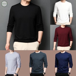 GORGEOUS~Mens Casual Basic Solid Slim Fit Round Neck Pullover Loose Long Sleeve Tee Tops