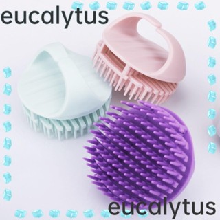 Eucalytus1 แปรงสระผม ซิลิโคนนุ่ม สีเขียว ใช้สบาย ใช้ได้สองแบบ สําหรับสระผม นวดหนังศีรษะ สครับผมเปียก แห้ง