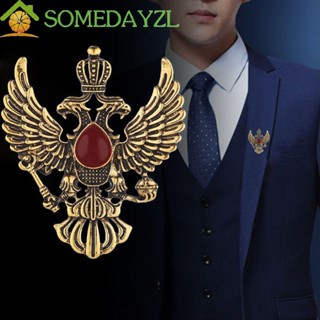 Somedayzl เครื่องประดับ พังก์ เสื้อผ้า ย้อนยุค ผู้ชาย ป้ายสูท สองหัว นกอินทรีย์ ปีกนางฟ้า ปกเสื้อ เข็มกลัด Pins