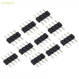 [ErudentT] อะแดปเตอร์ปลั๊กเชื่อมต่อ ตัวผู้ 4-Pin สําหรับแถบไฟ LED RGB 3528 5050 SMD 10 ชิ้น [ใหม่]