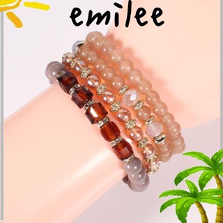 Emilee สร้อยข้อมือ ลูกปัดคริสตัล แฟชั่นฤดูร้อน สไตล์โบฮีเมียน สําหรับผู้หญิง 4 ชิ้น/ชุด