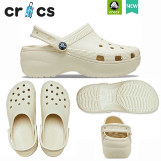 Crocs รองเท้าแพลตฟอร์ม ส้นสูง 4.1 ซม. สีขาว สไตล์คลาสสิก สําหรับผู้ชาย และผู้หญิง