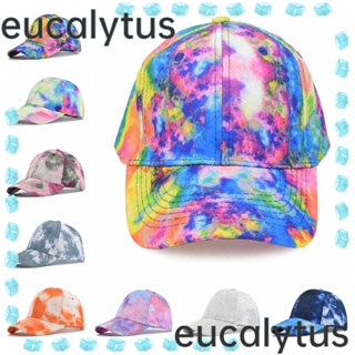 Eucalytus1 หมวกเบสบอล ผ้าฝ้าย พิมพ์ลายมัดย้อม ปรับได้ หลากสี แฟชั่นฤดูร้อน สไตล์ฮิปฮอป