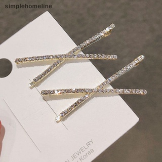 [simplehomeline] กิ๊บติดผม คริสตัล พลอยเทียม แบบไขว้ 2 ชิ้น กิ๊บติดผม X ปิ่นปักผม เรียบง่าย ด้านข้าง ใหม่ พร้อมส่ง