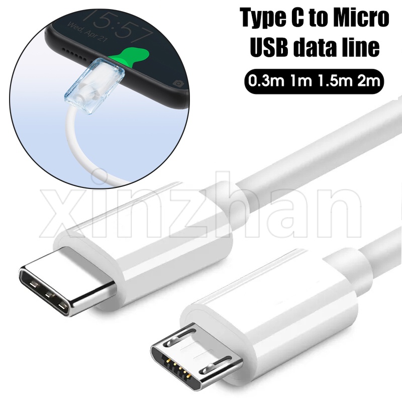 0.3/1/1.5/2 ม. ประเภท C เป็น สายเคเบิล Micro USB / ชุดหูฟังโทรศัพท์ สายเคเบิลไมโคร / สายเคเบิล เข้ากันได้กับสมาร์ทโฟน Type C / สายไฟแพทช์
