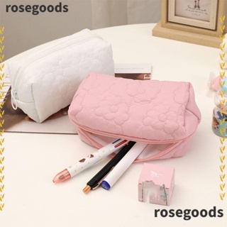 Rosegoods1 กระเป๋าถือ ผ้าฝ้ายผสม แบบนิ่ม ลายดอกไม้น่ารัก 3 สี สําหรับเด็กผู้หญิง