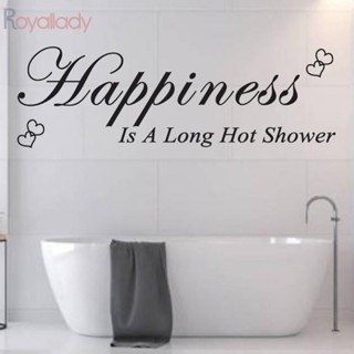 #ROYALLADY#Wall ใหม่ สติกเกอร์ ลาย Happiness Is A Long Hot Shower ขนาด 25*75 ซม. สําหรับตกแต่งห้องอาบน้ํา DIY