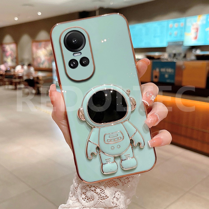 เคส OPPO Reno 10 Pro+ / Reno 10 Pro / Reno10 5G เคสโทรศัพท์มือถือ ซิลิโคนนิ่ม ลายนักบินอวกาศ 6D พร้อมขาตั้ง สําหรับ
