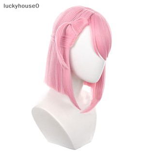 Luckyhouse0^^ วิกผมหางม้าสั้น สีชมพู ทนความร้อน สําหรับผู้ใหญ่