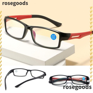 Rosegoods1 แว่นตาอ่านหนังสือ ทรงสี่เหลี่ยม ป้องกันสายตาสั้น ป้องกันแสงสีฟ้า TR90 แบบพกพา สําหรับสํานักงาน