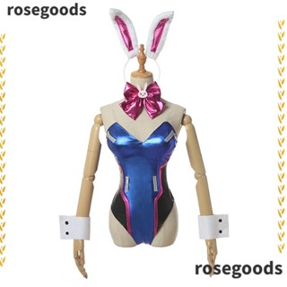 Rosegoods1 เครื่องแต่งกายคอสเพลย์ ชุดยูนิฟอร์ม ชุดจั๊มสูท กระต่าย น่ารัก สําหรับปาร์ตี้ฮาโลวีน เกม OW DVA ผู้หญิง คอสเพลย์