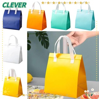 Clever กระเป๋าใส่อาหารกลางวัน มีฉนวนกันความร้อน กันน้ํา ทรงสี่เหลี่ยม สีพื้น สําหรับร้านอาหาร