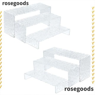 Rosegoods1 ขาตั้งอะคริลิคใส ทรงสี่เหลี่ยมผืนผ้า รูปตัว U หนา 5 มม. ทนทาน 3 ขนาด สําหรับโชว์เครื่องประดับ เครื่องสําอาง 2 ชุด