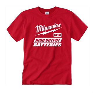 เสื้อยืด คอกลม MILLWAUKEE TOOL 004 เครื่องมือช่าง ผ้า COTTON 100% SIZE M -3XL