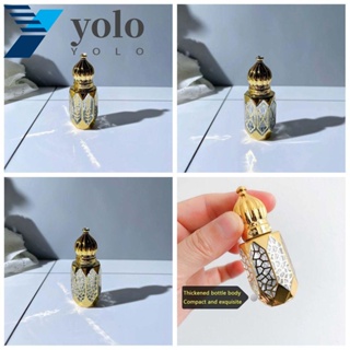 YOLO High Quality Perfume Bottle Lady Gift Refillable Bottles Empty Bottle Professional 6ml Roll-on Essential Oil Bottle Cosmetics Sample Test Container Golden Vintage Perfume Container