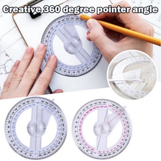 360 Degree Pointer Ruler  Protractor Angle Finder Swing Arm  for School Office