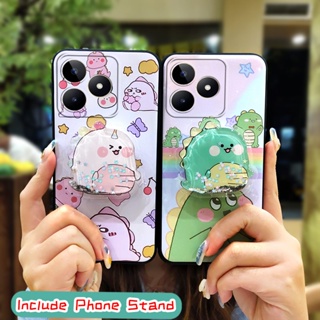 Kickstand Anti-dust Phone Case For Realme C53/Narzo N53 Durable Dirt-resistant glisten protective Silicone Soft Case Cartoon