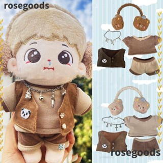 Rosegoods1 เสื้อกั๊ก กางเกงขาสั้น ผ้าฝ้าย 20 ซม. อุปกรณ์เสริม สําหรับตุ๊กตาหมี 2 สี