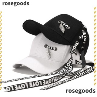 Rosegoods1 หมวกเบสบอล ผ้าฝ้าย สีพื้น ปรับได้