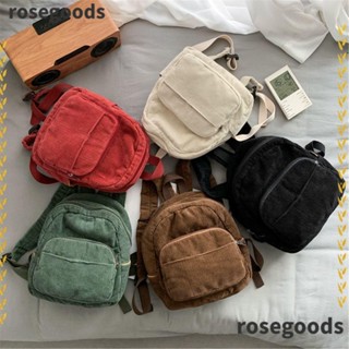 Rosegoods1 กระเป๋าเป้สะพายหลัง ผ้าลูกฟูก ขนาดเล็ก แบบพกพา สําหรับผู้หญิง และผู้ชาย