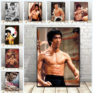 โปสเตอร์ผ้าใบ ลาย Bruce Lee สไตล์โมเดิร์น สําหรับตกแต่งผนังบ้าน ออฟฟิศ