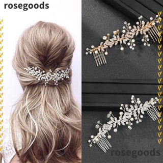 Rosegoods1 หวีผม พลอยเทียม สีทอง สีเงิน เครื่องประดับผม แฮนด์เมด หวี เครื่องประดับ เจ้าสาว กิ๊บ