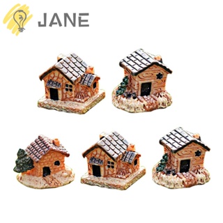 Jane บ้านเรซิ่น ขนาดเล็ก สําหรับตกแต่งสวน ภูมิทัศน์ขนาดเล็ก 5 ชิ้น