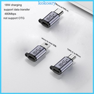 Kok ตัวแปลงเชื่อมต่อข้อมูล TypeC ตัวเมีย เป็น Mini USB Micro ตัวผู้ กันลื่น