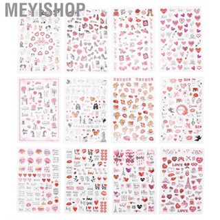 Meyishop 12 Sheets Valentine s Day Nail Art  Red Lips Heart Decal Decoration