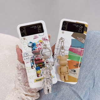 ฟิล์มแข็ง สําหรับ Samsung Galaxy Z Flip 5 4 3 5G Funda แขวน เคสหมี