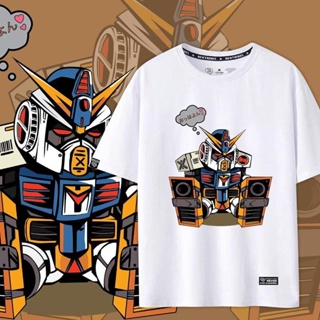  แนวโน้ม สะดวกสบาย ۩Mobile Suit Gundam Anime T-Shirt เสื้อยืดแขนสั้นผู้ชายและผู้หญิงผ้าฝ้ายแบบสบาย ๆ คลาสสิก