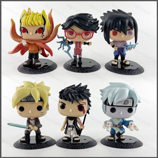 โมเดลฟิกเกอร์ Nana FUNKO POP Naruto Sharingan Sasuke Sarada Boruto ของเล่นสําหรับเด็ก เก็บสะสม ของขวัญ 6 ชิ้น