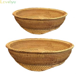 ⭐24H SHIPING ⭐Rustic Round Rattan Tray with Handles Multipurpose Fruit Cake Storage 22/27cm