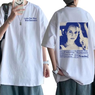 เสื้อยืดแขนสั้น พิมพ์ลายกราฟฟิค Singer Lana Del Rey สไตล์วินเทจ ฮาราจูกุ แนวสตรีท สีฟ้า สําหรับผู้หญิง และผู้ชาย   