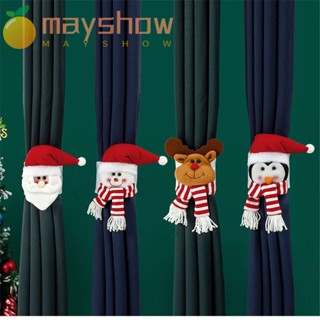 Mayshow หัวเข็มขัดผ้าม่านตกแต่งบ้านตะขอหนีบซานต้าสโนว์แมน