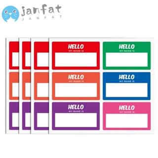 Janfat สติกเกอร์แท็กชื่อ ลาย My Name is ทรงสี่เหลี่ยมผืนผ้า มีกาวในตัว 6 สี สําหรับสํานักงาน 10 แผ่น