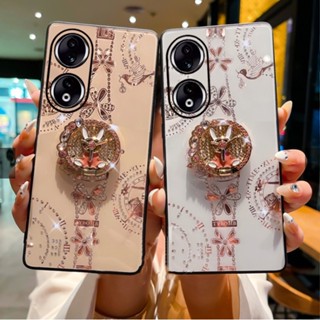 เคสโทรศัพท์กันกระแทก Honor 90 Pro ที่ใส่แหวนกระต่าย พลอยเทียม เลนส์กันกระแทก เคสป้องกัน