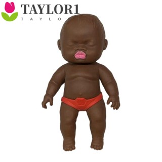 Taylor1 ตุ๊กตาบีบได้ ตุ๊กตาเด็กแรกเกิด ปาล์มซิลิโคนนิ่ม ตุ๊กตาปาล์ม ตุ๊กตาซิลิโคน สีดํา คนงานออฟฟิศน่ารัก