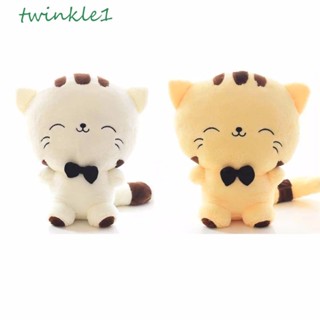 Twinkle1 หมอนตุ๊กตา รูปแมว ประดับโบว์น่ารัก เหมาะกับของขวัญคริสต์มาส สําหรับตกแต่งโซฟา