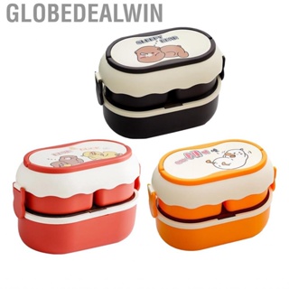 Globedealwin Bento Lunch Box  Portable 3 Compartment 2 Tier for Picnic