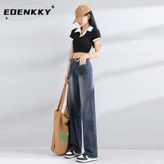 EOENKKY  กางเกงขายาว กางเกงยีสน์ผู้หญิง ทรงหลวม ๆ ตรง Retro Hip Hop Pants 2023 NEW Style  fashion ins ทันสมัย สวย A97L3IO 36Z230909